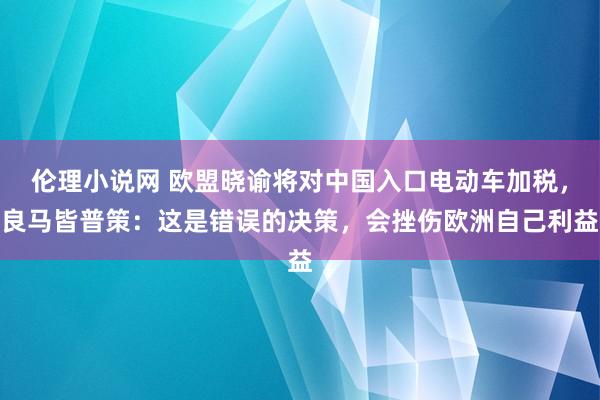 伦理小说网 欧盟晓谕将对中国入口电动车加税，良马皆普策：这是错误的决策，会挫伤欧洲自己利益