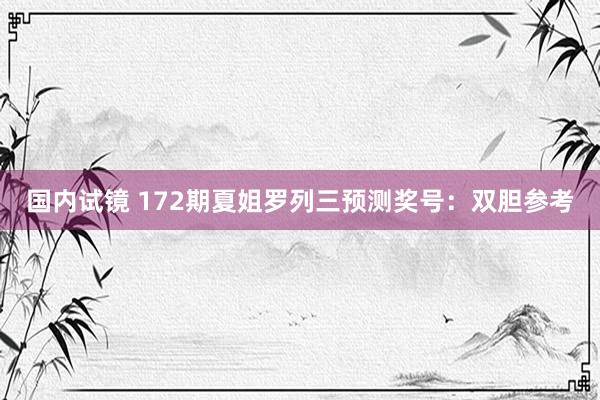 国内试镜 172期夏姐罗列三预测奖号：双胆参考