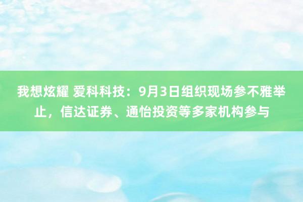 我想炫耀 爱科科技：9月3日组织现场参不雅举止，信达证券、通怡投资等多家机构参与