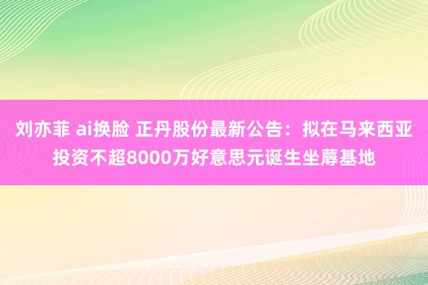 刘亦菲 ai换脸 正丹股份最新公告：拟在马来西亚投资不超8000万好意思元诞生坐蓐基地