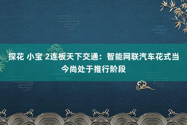 探花 小宝 2连板天下交通：智能网联汽车花式当今尚处于推行阶段