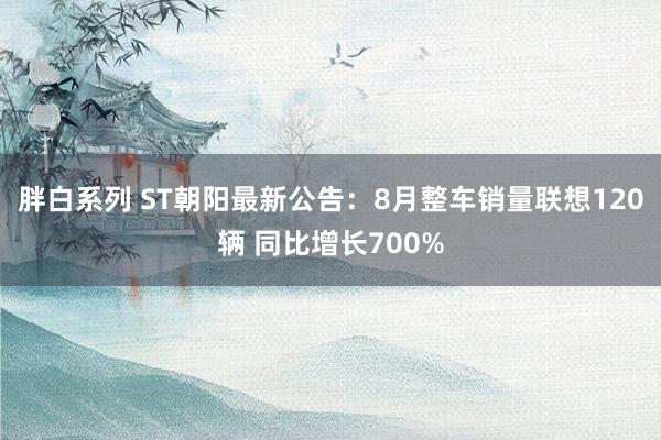 胖白系列 ST朝阳最新公告：8月整车销量联想120辆 同比增长700%