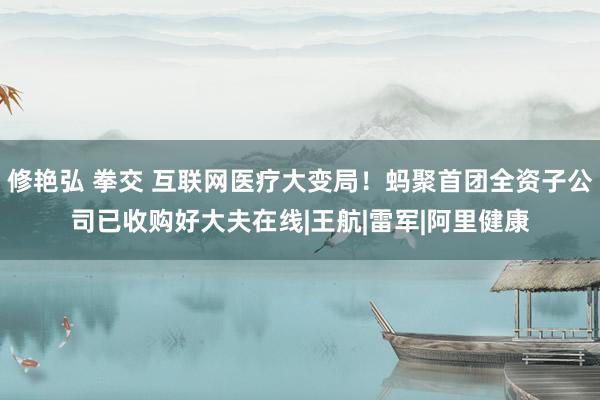 修艳弘 拳交 互联网医疗大变局！蚂聚首团全资子公司已收购好大夫在线|王航|雷军|阿里健康