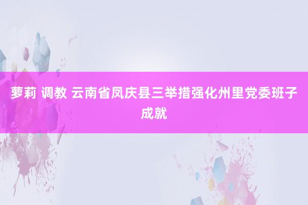 萝莉 调教 云南省凤庆县三举措强化州里党委班子成就